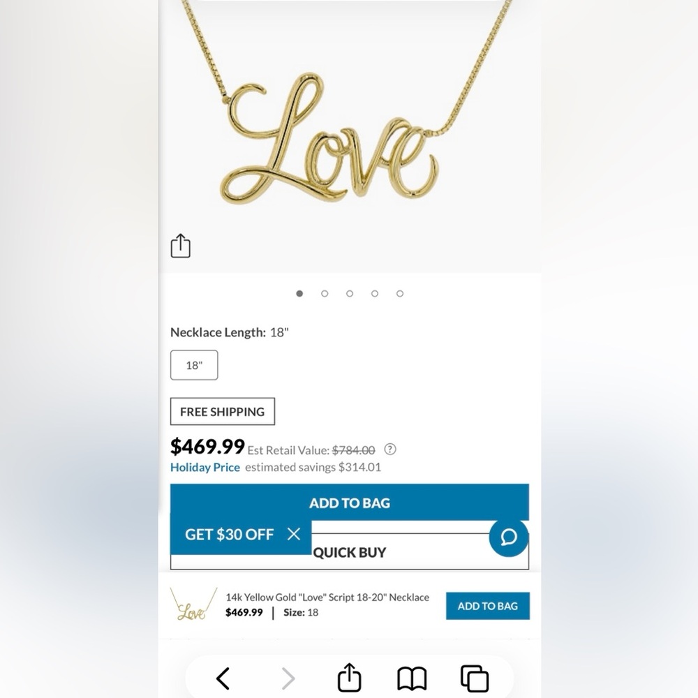 💕 NWT Genuine 14K Italian Gold "Love" Script 18" Necklace. 2 Grams. Sweet! - Picture 6 of 6